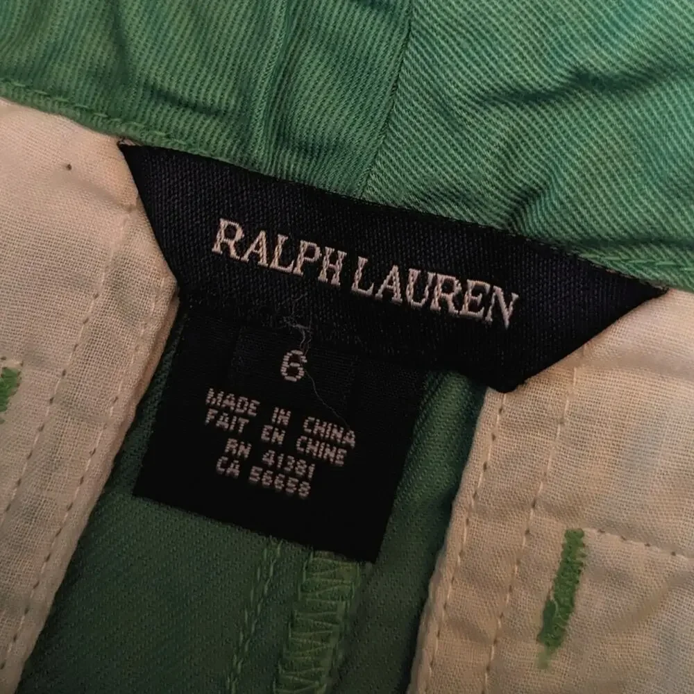 Ralph Lauren Classic Chino Shorts Green 6 Girls Summer